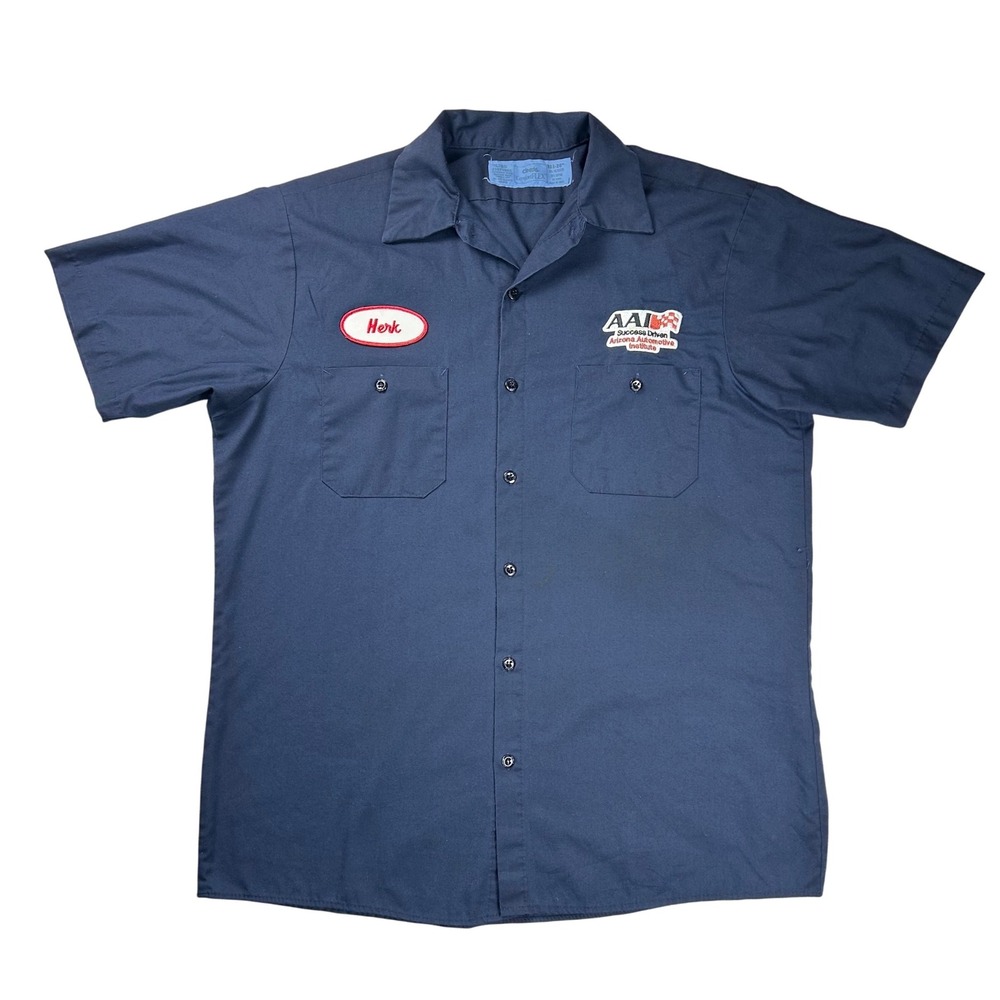 Cintas ComfortFlex Mens Navy Blue "Herk" Arizona Automotive Work Shirt L